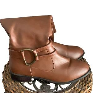 Just Fab | Vegan brown faux leather riding knee boots 9